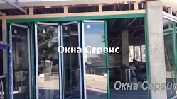 Алюминиевая дверь-гармошка СТО Ливадия